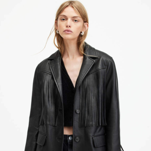 Chaqueta de PU de piel de oveja auténtica ajustada para mujer, ropa de calle larga, prendas de vestir exteriores informales, decoración a rayas, transpirable, venta al por mayor - Product Image 5