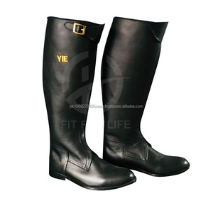 Best Quality New Hand-Made Pakistan Genuine Leather Hunting <b>Boots</b> with Black Strap Unisex All Seasons - Product Image 2