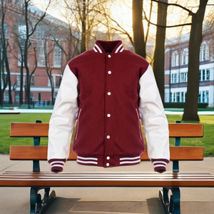 Chaquetas para Hombre, Chaqueta Universitaria de Lana OEM, Chaqueta Universitaria con Mangas de Cuero, Logotipo Personalizado, Chaqueta Universitaria Transpirable para Estudiantes - Product Image 2