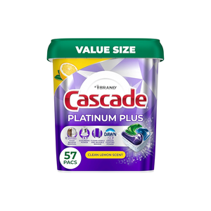 Cápsulas para Lavavajillas Cascade Platinum Plus, Detergente para Lavavajillas, Jabón para Platos, Aroma a Limón, 57 Unidades - Product Image 5