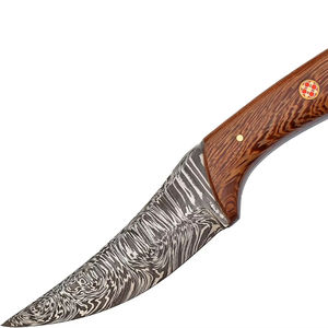 Couteau à lame fixe en acier damas fait à la main avec gaine en cuir OEM pris en charge pour la chasse Camping activités de plein air - Product Image 1