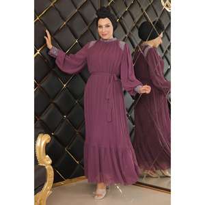 ชุดราตรีเดรสยาวไซส์ XL ผ้าชีฟองประดับระบายและคริสตัล สำหรับงานเลี้ยงอย่างเป็นทางการ ไซส์ XL - Product Image 3