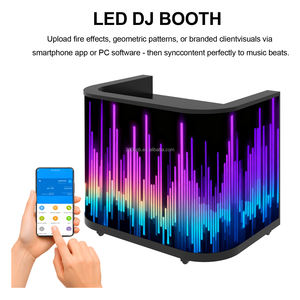 Cabine de DJ incurvée à LED - Cabine de DJ mobile sur pied avec lumières changeantes de couleur RVB, <span class=keywords><strong>console</strong></span> de DJ portable et stable - Product Image 5