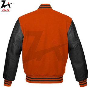 Veste universitaire Letterman veste de baseball corps en laine manches en cuir de vachette couleurs personnalisées broderie Patchwork vestes universitaires - Product Image 4
