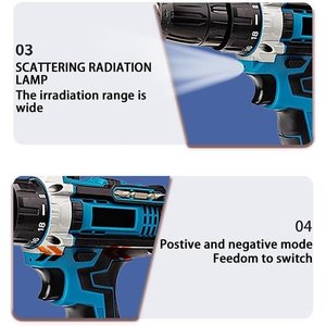 21V Cordless Drill <b>Brush</b> Motor Keyless Chuck Variable Speed 32mm Drilling <b>Power</b> Drill with Case and Bits - Product Image 5