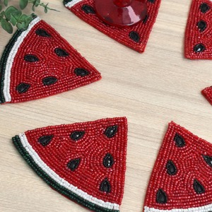 Tranche de pastèque perlée sous-verre fait à la main décoratif boisson tapis été cuisine Table à manger porte-gobelet en vrac fournisseur en gros - Product Image 4