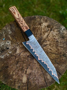 Couteau de chef de luxe 2026 fait main en cuivre et acier inoxydable à bord dentelé, garantie 3 ans, cadeau d'extérieur, service OEM - Product Image 2