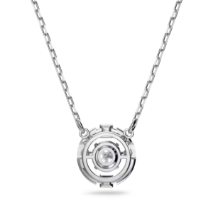 Collier pendentif rond de luxe avec halo de diamants pour femme, en argent sterling 925, pierre CZ, bijoux minimalistes tendance, cadeau - Product Image 2