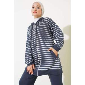 ชุดคาร์ดิแกนลายทางมีฮู้ดสีควัน - Product Image 3