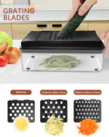 Ensemble de hachoir à légumes multifonctionnel, mandoline, trancheuse, coupe-légumes avec plusieurs lames interchangeables pour la préparation culinaire