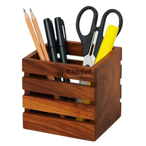 ที่ใส่ปากกาทำจากไม้คลาสสิกอุปกรณ์จัดระเบียบโต๊ะแบบเรียบสำหรับโฮมออฟฟิศและการเรียนโดย tradebyd - Product Image 1