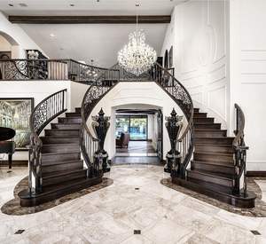 Escalier en colimaçon en fer à double courbe moderne haut de gamme, conception personnalisée, usine professionnelle au Vietnam pour villa - Product Image 5