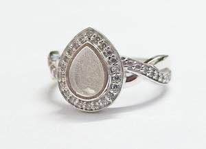 Anillo con forma de pera de Plata de Ley 925, 5x7mm, bisel de montaje, circón, bricolaje, buena resina, cenizas, regalo de trabajo, su proveedor personalizado - Product Image 4