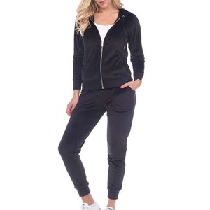 100% algodón Tech Fleece mujer chándal liso de gran tamaño de dos piezas chándal para damas OEM personalizado mujeres chándales - Product Image 1