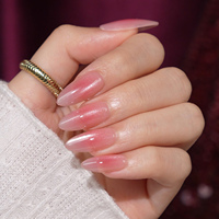 BTArtbox doux Gel XCOAT 3D Floral presse sur les ongles en gros court amande fait à la main bleu français pointe faux ongles