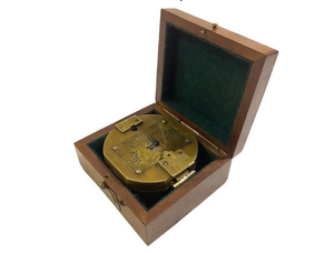 Antique Nautical Brass Ship <b>Compass</b> with Sundial and Wooden Box <b>Vintage</b> Pocket <b>Compass</b> and Accessories for Collectors - Product Image 5
