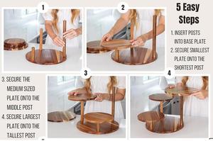 Home Essential Support à cupcakes en bois à trois étages pour 50 cupcakes Tour de support à cupcakes ferme en bois pour dessert et nourriture - Product Image 3