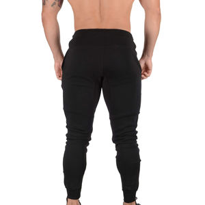 กางเกงออกกำลังกายสีดำลำลองมีกระเป๋าสำหรับผู้ชายกางเกงวอร์มแบบสั่งทำใหม่จากโรงงาน - Product Image 3