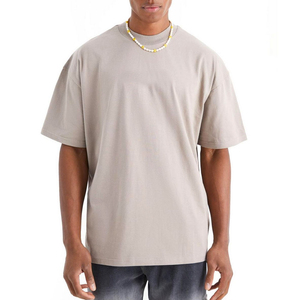 T-shirt pour homme en coton 100% vintage, coupe ample, à manches courtes, style boxy, épaules tombantes, uni, vente en gros, 250 grammes - Product Image 1