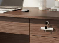 Bureau d'étude simple Essence pour la maison, 4 tiroirs, 1 serrure, 70345+2L, table de bureau rectangulaire classique en wengé, surface en MDF PU de 15 mm