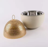 Hochwertiger, langlebiger Edelstahl-Topf im Bohemian-Design, handgefertigter luxuriöser polierter Kasserolle-Deckel, Tisch-Speisenwärmer