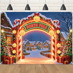 Pancarta navideña de 180x110cm, guirnalda de estilo rústico, diseño de muñeco de nieve, decoración festiva <span class=keywords><strong>para</strong></span> el hogar y el jardín, escena invernal multiusos, portátil - Product Image 5