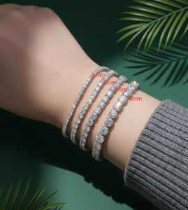 Pulsera de Tenis Personalizada con Diamantes Cultivados en Laboratorio, Chapada en Oro Blanco de 14K, Certificada por IGI, Regalo de Boda para Mujer - Product Image 2