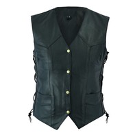 Pro Biker Chaleco de cuero de motocicleta de talla grande con decoración de botones Chaleco clásico transpirable para la temporada de primavera