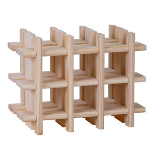 Portabottiglie Modulare in Legno per 9 Bottiglie Well Home 13.4x22x32.5cm Arredamento Casa - Product Image 1