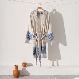 Bata de Baño Unisex de Algodón Ligero, Tejido de Lino, Secado Rápido, Transpirable, Primavera Verano, Color Liso, Talla XL, Hecho en Turquía, Ropa de Dormir y Descanso - Product Image 2