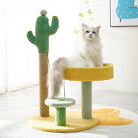 Tour pour chat en forme de cactus en gros avec lit surélevé de 30 cm, perchoir multi-niveaux et poteau à gratter en corde pour tous les chats d'intérieur