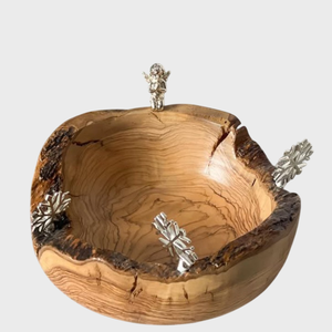 Cuenco de madera y metal de la más alta calidad Cuenco de madera de olivo Cuenco para servir ensaladas y aperitivos Borde dorado elegante en el precio más barato - Product Image 3