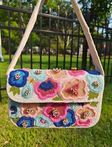 Bolsos de mensajero bohemios de algodón de estilo bohemio para mujeres indias, bolsos de mano con cuentas hechos a mano, cremallera, compras nocturnas, hombro de gran capacidad - Product Image 6