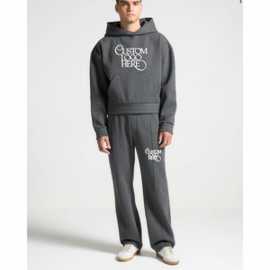 Ensemble de survêtement épais pour homme, design fabricant, 370 grammes, avec sweat à capuche et pantalon évasé, décontracté hiver - Product Image 3