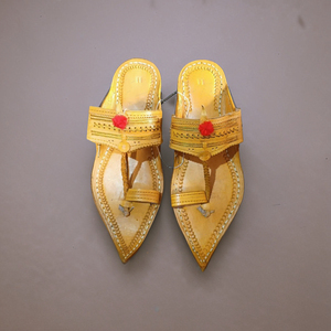Customisable Ethnic Footwear <b>for</b> <b>Men</b> Natural Beige Kolhapuri <b>Leather</b> Chappals Golden Thread Work Square Toe Genuine <b>Leather</b> - Product Image 3