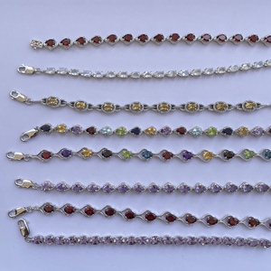 925 argent Sterling naturel rose bleu violet rouge noir couleur pierre Tennis Bracelet bijoux pour fille femmes nouveau Design Collection - Product Image 3