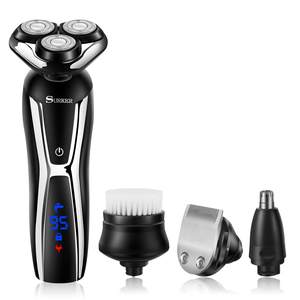 Kit de toilettage multifonction pour hommes, tondeuse à barbe électrique sans fil, tondeuse à poils de nez avec brosse de nettoyage du visage à triple lame - Product Image 1