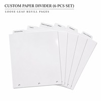Séparateurs de feuilles mobiles personnalisés, 6 pièces, pour classeur, organiseur de documents A4