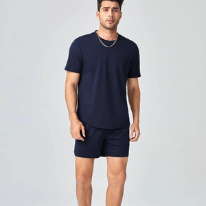 Vêtements de mode de rue, t-shirts pour hommes, nouvelle mode, ensemble deux pièces pour hommes, manches courtes, couleur dégradée, coupe estivale, ensemble jumeau - Product Image 5