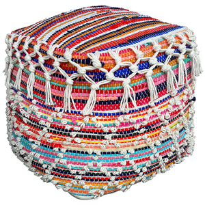 Indian Handmade Designer Cotton Pouf Modern Texture Foot Stool Home Decor Authentic Woven Floor Stool Wholesale <b>Seat</b> Furniture - Product Image 1