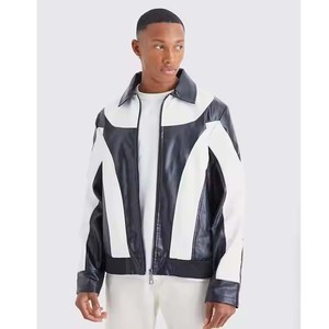 Venta al por mayor de diseño OEM piel de vaca en blanco estilo de la calle chaqueta de cuero, logotipo en relieve chaqueta de cuero hecha a medida unisex - Product Image 6