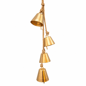 Casa para Pájaros Colgante con Acabado Dorado, Agujeros de Entrada Circulares, Campana en Forma de Estrella y Suspensión de Yute Natural - Product Image 5