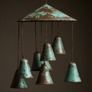 Harmonie du vent Carillon éolien en fer Fabriqué Texture bronze vieilli Design Art déco mobile apportant une beauté rustique Son paisible pour - Product Image 4