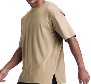 Nuevo 2025 Tendencia Alta calidad 100% Peso pesado Tallas grandes Camisetas para hombre Dobladillo con abertura Camiseta blanca personalizada con timbre para hombres - Product Image 2