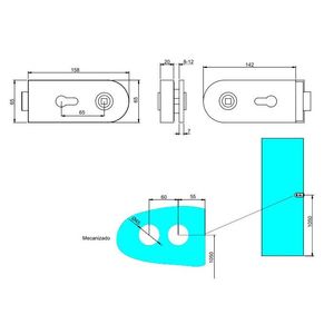 Serratura per porta in vetro Emuca 8-12mm con telaio in legno a cilindro e chiavi per acciaio e alluminio - Product Image 5