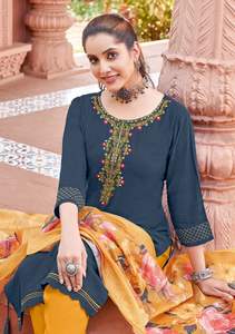 Tissage en viscose imprimé jacquard Dupatta Kurti pour femme - Product Image 4