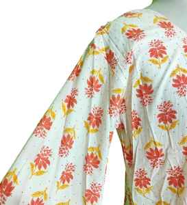 ชุดเดรสแม็กซี่ผ้าฝ้ายอินเดีย พิมพ์ลายดอกไม้ด้วยมือ สไตล์โบฮีเมียน สำหรับฤดูร้อน ขนาด 57 นิ้ว - Product Image 2