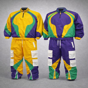 Ensemble de jogging pour hommes en polyester, deux pièces, veste zippée en nylon matelassée et pantalon de survêtement, survêtement en nylon personnalisé pour hommes - Product Image 1