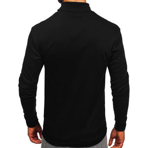 T-shirt à col roulé pour homme, en polyester, coupe classique, doublé, tricoté, chaud, uni, anti-boulochage, manches longues, service OEM - Product Image 2