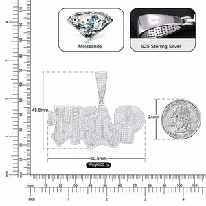 Colgante de Cruz de moissanita VVS de plata sólida de lujo con trampa, manos de oración, diseño de pistola, joyería de Hip Hop para hombres para pedidos a granel - Product Image 3